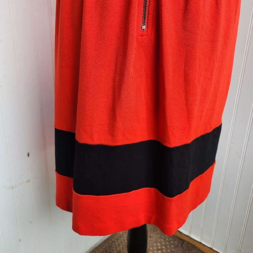 Kensie Womens Red Black Fit And Flare Dress Sleeveless Stretch Zip Back Sz M - Picture 5 of 15